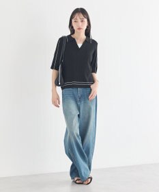 earth music&ecology ラインカラーポロニット