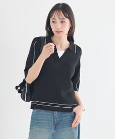 earth music&ecology ラインカラーポロニット