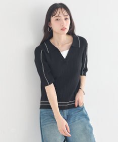 earth music&ecology ラインカラーポロニット