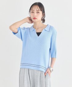 earth music&ecology ラインカラーポロニット