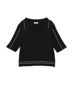 earth music&ecology ラインカラーポロニット