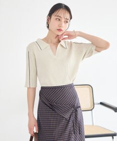 earth music&ecology ラインカラーポロニット