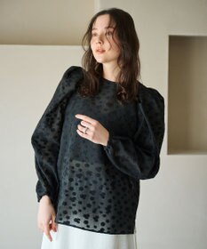 #Newans シアーパフスリーブブラウス