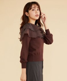 Feroux 【洗える】ラッフルコンビ ニット