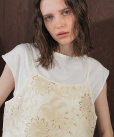 YECCA VECCA 【2点SET】刺繍メッシュキャミセットコットンTee