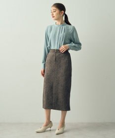 YECCA VECCA フラワー柄フェイクスエードスカート