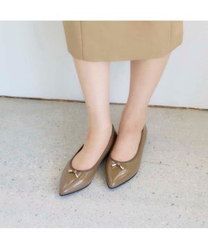  <carino>【レイン対応】中敷きデザインバレエシューズ