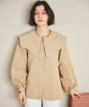  【洗濯機可能/シワになりにくい】〈小柄さんにお勧め〉ウェービーカラーブラウス