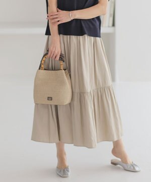 【洗える】シャンブレーツイル ティアード スカート