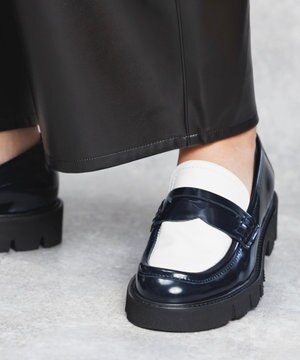  【LucaGrossi/ルカグロッシ】厚底コインローファー/K578M-US