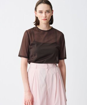  トリコットシフォン ハーフスリーブカットソー