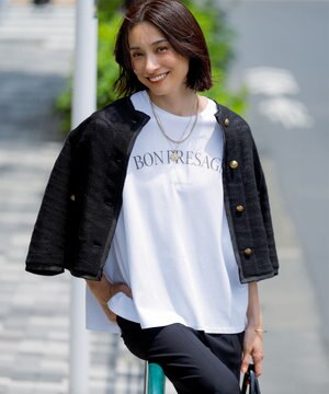  【接触冷感/洗える】BON-PRESAGE ロゴ フレンチスリーブ Tシャツ
