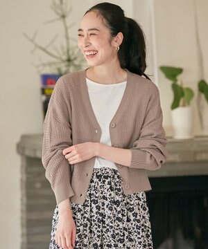  【洗濯機可】アイレットパターンカーデガン