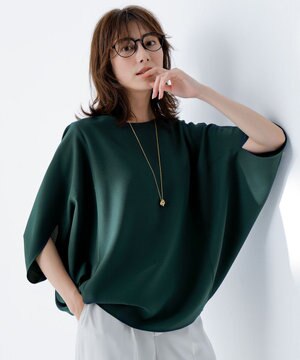 【新色追加・WEB限定カラーあり・UVケア・接触冷感・速乾・防シワ・洗える】FluidBackSatin ドルマンスリーブブラウス