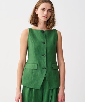 リネンオックスフォード ジレブラウス