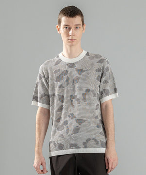 メキシカンブラインドジャガード クルーネック半袖ニット