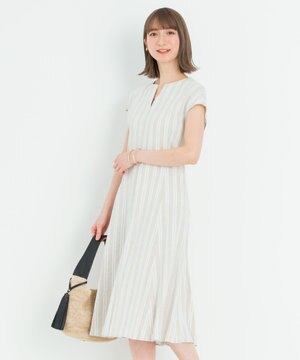 【洗える】リネンヴィスコースストレッチ ワンピース