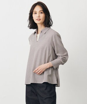  サイロチェック スキッパー ブラウス