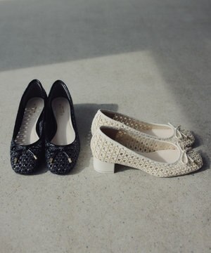  CROCHET WITH RIBBON PUMPS パンプス