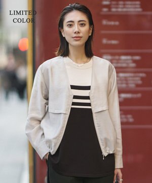  【先行予約・WEB限定カラーあり】 リヨセルナイロンワッシャー Vネックブルゾン