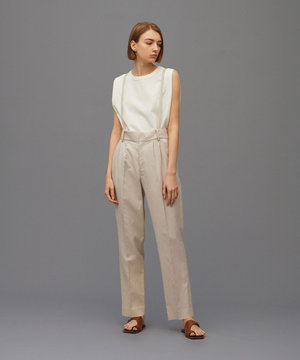 クリスピーリネン サスペンダー テーパードパンツ