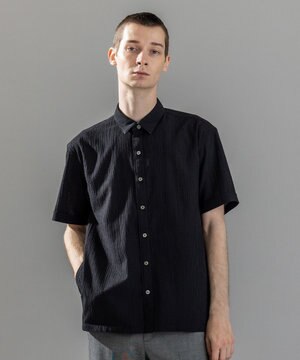  新素材【通気性/ストレッチ】トリコサッカーストレッチ 　レギュラーカラー半袖シャツ