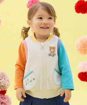  【80-120cm】マルチカラー 裏毛パイルベスト