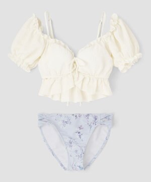  軽い着け心地でしっかり盛れる【楽盛り水着】　パフスリーブワイヤービキニ　9M　【San-ai Resort（サンアイリゾート）】