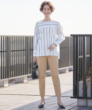  【XXSサイズ～/接触冷感/洗える】サテンストレッチ テーパードパンツ