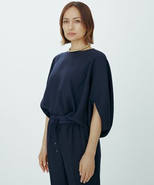  【接触冷感・UVケア・速乾・洗える】 FluidBackSatin ドルマンスリーブブラウス