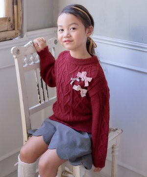  リボン ケーブル ニット