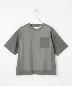  【2点SET・大人カジュアル】シアーコンビジャージー Tブラウス＆タンクトップ