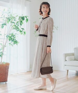  【安田美沙子さん着用・新色/XSサイズ追加・洗える】フラワープリント配色ワンピース