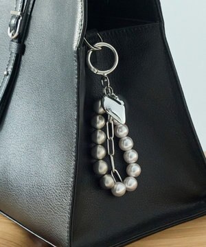  ハートメタルボールバッグチャーム　シルバー