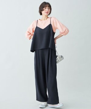  【2SET】2WAYビスチェ×ワイドパンツセットアップ