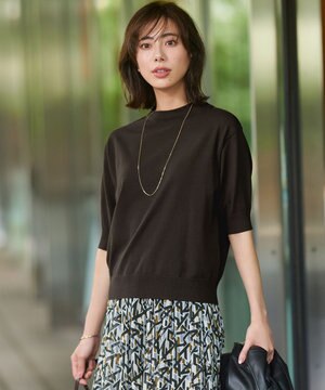 【洗える/吊り干しOK】ヴィスコースストレッチ パフスリーブ ニット