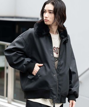  【ユニセックス着用ITEM/MLサイズ展開】PU2WAYフライトブルゾン