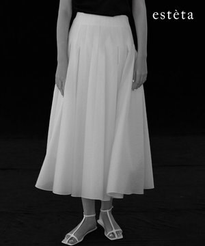  【エステータ】クリスピーオーガンジー タック フレアスカート