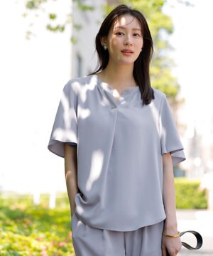  【接触冷感・吸水速乾・UVカット】サラキレイ スキッパー ブラウス