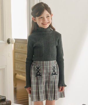  【110-140㎝】フラワードット リブニット