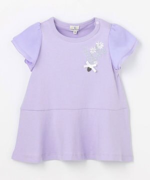  【80-100㎝】 フラワーコサージュTシャツ