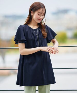 【UVケア・接触冷感】“あまラク” シフォンフレアスリーブカットソーチュニック