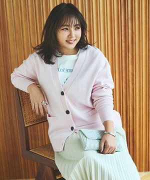 【野呂佳代さん着用】コットンカシミヤニット Vネックカーディガン