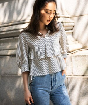  コンパクトシャーティングティアード ブラウス