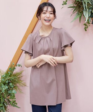 【UVケア・接触冷感】“あまラク” シフォンフレアスリーブカットソーチュニック