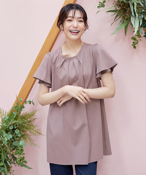 【UVケア・接触冷感】“あまラク” シフォンフレアスリーブカットソーチュニック