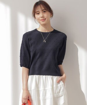  【先行予約・WEB限定】ポップコーンアーガイル5分袖 ニット