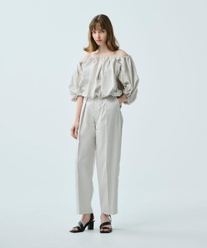 【撥水】【uncrave WHITE】メモリータフタ テーパードパンツ