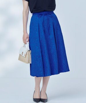  【WEB限定】エアリーフラワージャガード フレアスカート