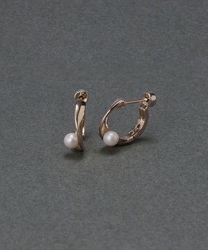  〈金属アレルギー対応〉ライナーパールフープワンタッチピアス　シャンパンゴールド/ニッケルフリー